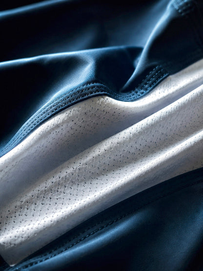 Close-up shot of the inner mesh panel on Tesshin Coral Blue Fightshorts
