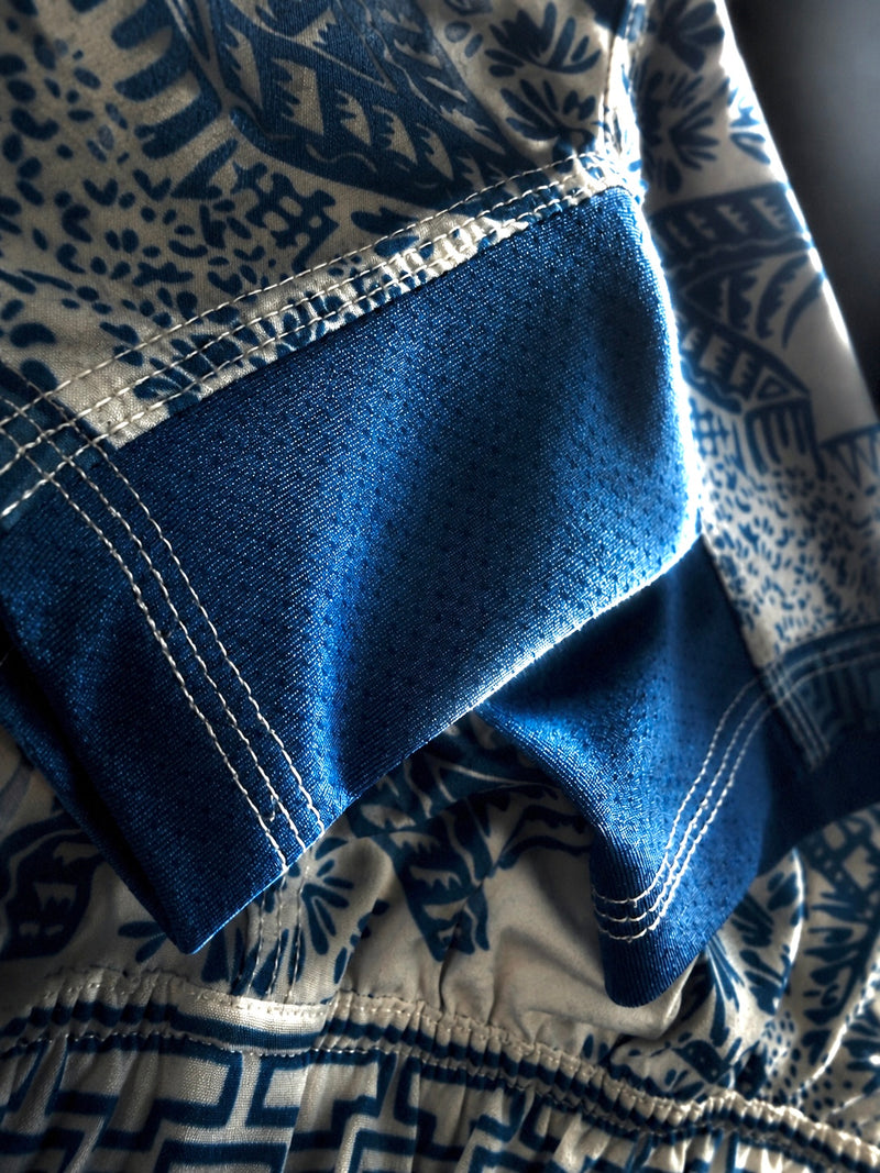 Close-up shot of the inner mesh panel on Tesshin porcelain shorts